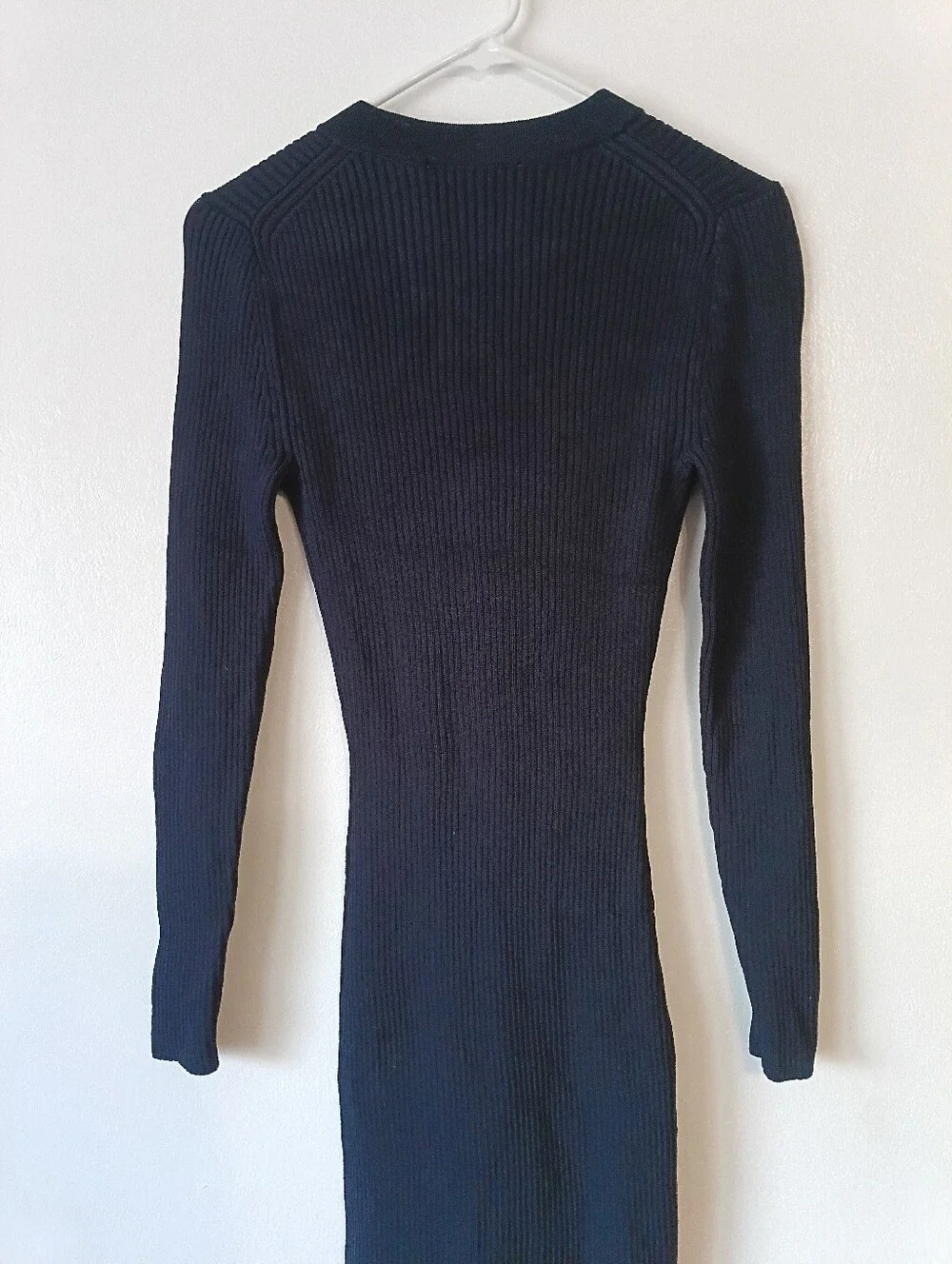 Michael Kors Ribbed Lace-Up Long Sleeve Dress Navy Size XS